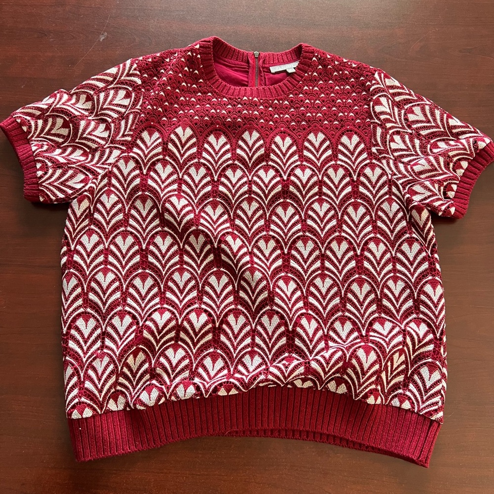 Daniel Rainn Red and White Crew Neck Sweater